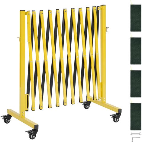 VEVOR Barricata Mobile Espandibile Barriera Controllo della Folla di Sicurezza 3,94 m, Cancello Espandibile Barricato Altezza da Terra Estesa 240 mm Recinzione in Metallo per Giardino Vialetto
