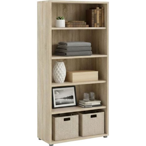 Librería Dmora con cuatro estantes, color roble, 89,2 x 186 x 40,1 cm, con embalaje reforzado