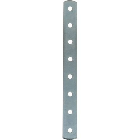 Plaque métallique droite robuste, acier galvanisé, 8 trous, 200 mm, lot de 50, réf. 1095 SIPA