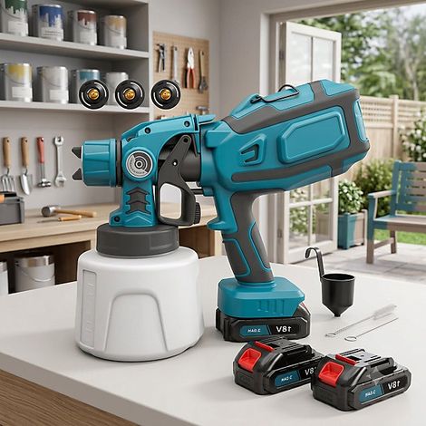 Cordless Paint Sprayer Gun with 1000ML Container, High-Speed Spray Gun