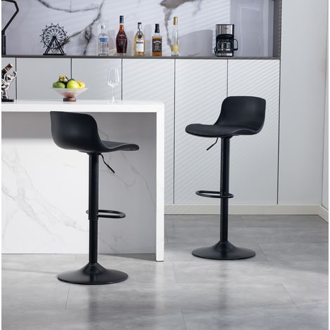 Tabouret de bar 45x43x87-101 cm en métal noir, réglable et pivotant pour cuisine ou bar FloraGrace (1/5)