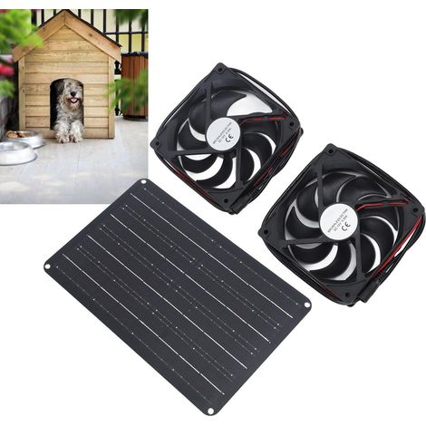 Ventilateur d'extraction portable solaire 12 V 15 W pour la maison, le camping-car, les petites serres, les poulaillers, kit de ventilateur solaire avec panneau solaire et deux ventilateurs (1/5)