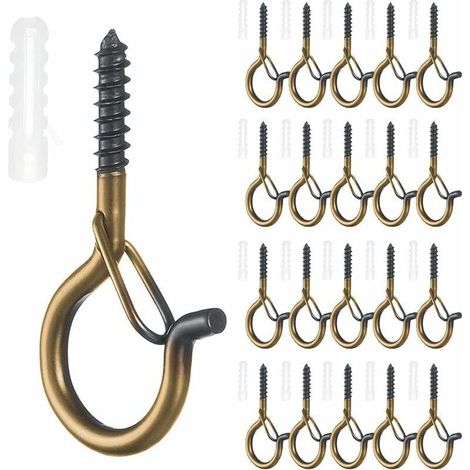 VURAHOME - Wandhaken zum Einschrauben, Deckenhaken, Wandhaken mit Metallschrauben, 20 Stück, Schraubhaken für den Außenbereich, für Teetassen, Pflanzen, Lampen, Homeoffice, für den Innen- und Außenber (1/5)