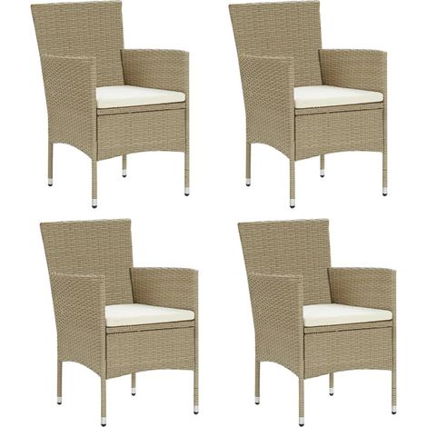 Garten-Essstühle 4 Stk. Poly Rattan Beige