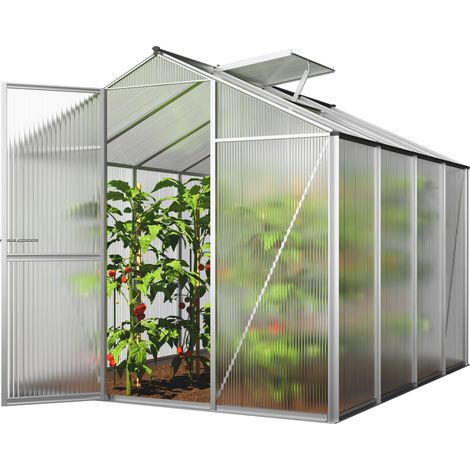 GFP Invernadero ECO-Star 4 estructura de aluminio 192x256 cm, placas de policarbonato de 6 mm - resistentes a la intemperie (1/4)