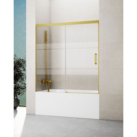 Mampara de bañera. Medida: 165 - 170 cm, BASICA ORO FROST fijo + corredera (1/5)