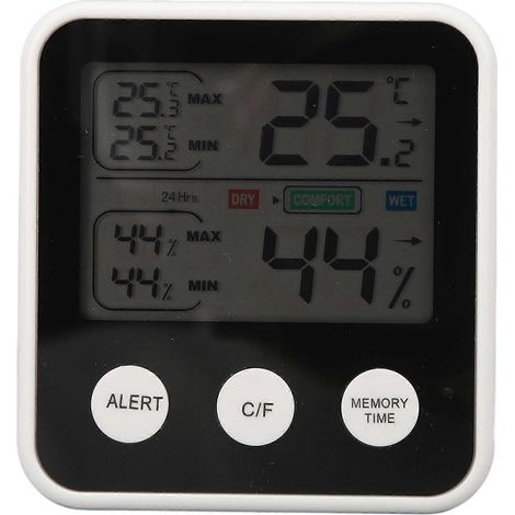 LCD-Digitalanzeige-Thermometer/Hygrometer, Temperatur- und Feuchtigkeitsmesser, Hygrothermograph, Schwarz