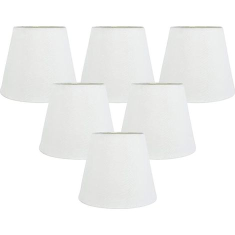 Ensemble de 6 abat-jour en tissu blanc à pince pour lustre, de rechange pour applique murale ou lustre E14, décoration intérieure (1/5)