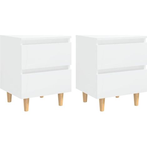 Mesitas de noche 2 uds patas madera blanco brillo 40x35x50 cm vidaXL