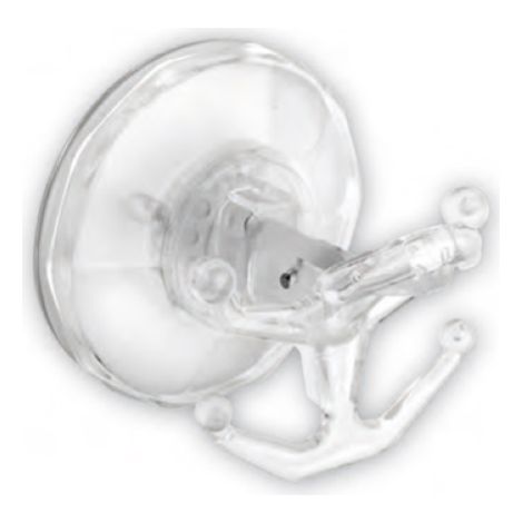 appendino con ventosa crystal silicone 7,5 cm con ganci attaccapanni