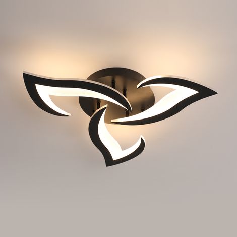 COMELY Modern Led Ceiling Light, 33W 4000LM Acrylic, Creative Petal Design, Black Led Chandelier for Bedroom, Living Room, Dining Room, Kitchen, Hallway, Warm Light 3000K (1/5)