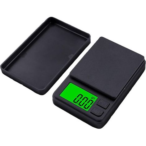 Balance bijoux numérique noire 1000 g x 0,01 g, mini balance de poche voyage/cuisine, précise et portable