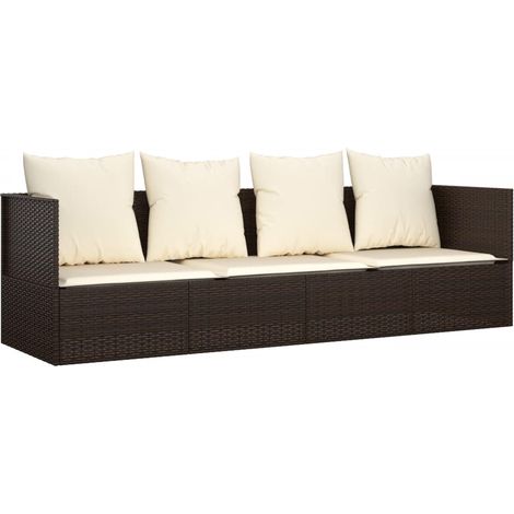 Maison Exclusive - Outdoor-Loungebett mit Kissen Braun Poly Ratta