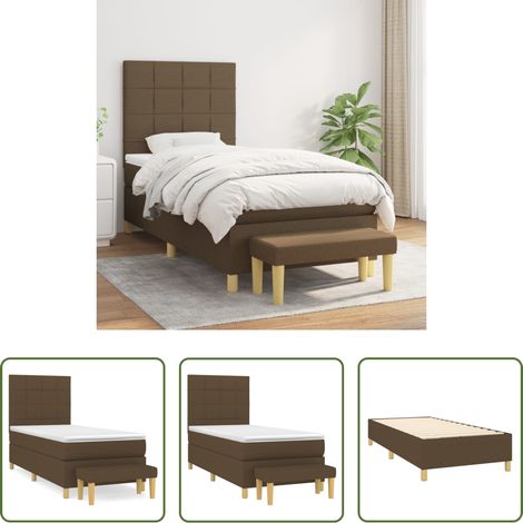 Matratze - Boxspringbett mit Matratze Dunkelbraun 100x200 cm Stoff (1/5)