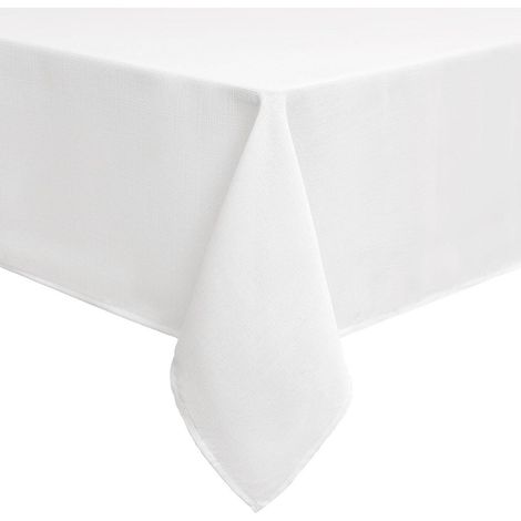 Tischdecke Leinenoptik 140 x 260 cm Weiß, pflegeleicht, Lotuseffekt