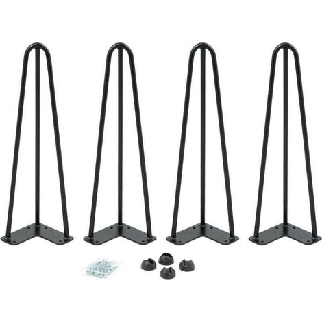 4-teiliges Haarnadelbein-Set, 40,5 cm, aus Walzstahl – Modernes Industriedesign – Inklusive Montageplatte – Tragkraft bis zu 50 kg (1/4)