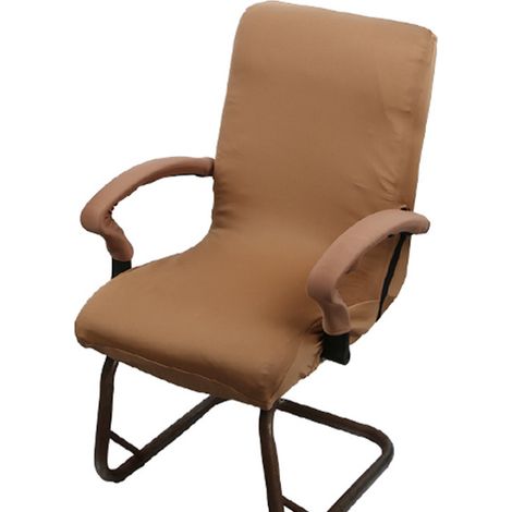 Housse d'accoudoir de bureau rembourrée, lavable et respirante pour chaise de bureau ou fauteuil de maison, 35x9 cm, couleur café. (1/5)