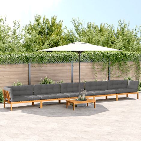 6-tlg. Garten-Sofagarnitur aus Paletten mit Kissen Akazienholz (1/5)