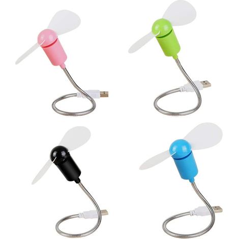 Lot de 4 Mini ventilateur USB, Col de cygne flexible, Métal ondulé,, Pour ordinateur portable (1/5)