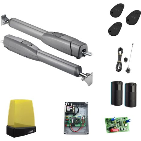 Came – Kit de motorisation de portail battant 2 vantaux jusqu'à 3 m – Moteur télescopique 230 V – Mouvements fluides et silencieux – Photocellules et feux clignotants inclus