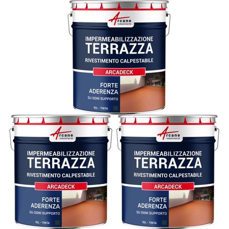 Guaina liquida calpestabile, Guaina per terrazzi calpestabile, impermeabilizzazione con ARCADECK - 3 x 10L Grigio Basalto - ARCANE INDUSTRIES