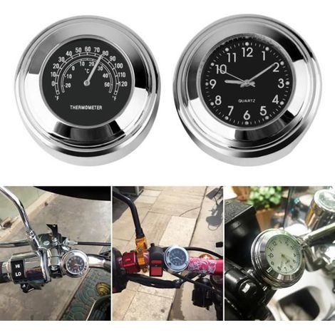 Jauge de carburant,1 ensemble universel 7-8 \" étanche Chrome Moto guidon montage Quartz horloge montre en aluminium lumineux-Ywey