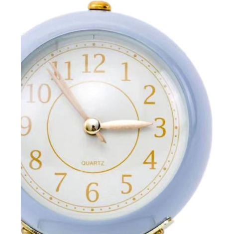 Nouvelle horloge à quartz avec socle en verre convexe, horloge de table en métal, réveil de chevet silencieux avec veilleuse, bleue 3501-1 (1/5)