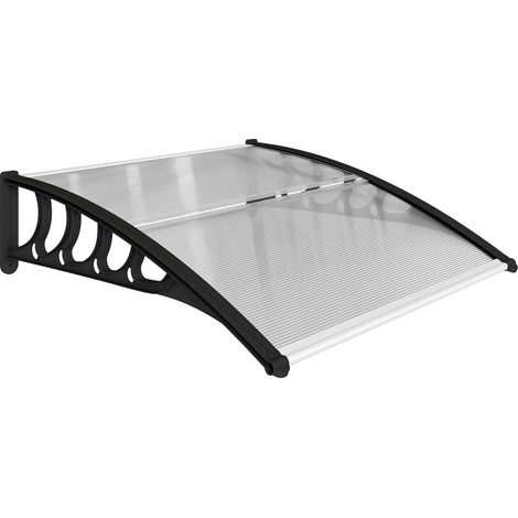 Tettoia da Esterno 103x96,5x27cm per Porte e Finestre in Policarbonato Trasparente (1/5)