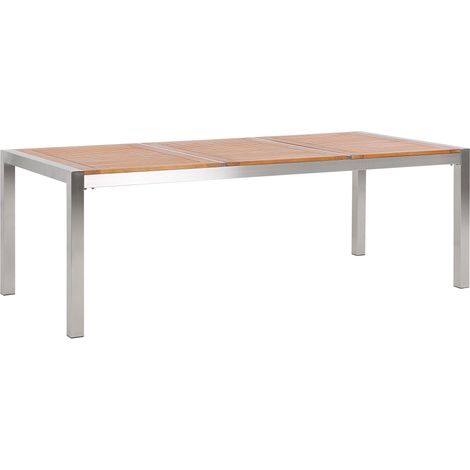 Mesa de comedor de jardín con tablero de madera de eucalipto patas de acero para 8 personas 220 x 100 cm Grosseto (1/5)