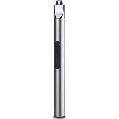Silver Briquet Rechargeable Électrique Briquet Plasma Briquet USB Arc sans Flamme Coupe-Vent Long Briquet pour Camping Cuisine Grill (1/5)