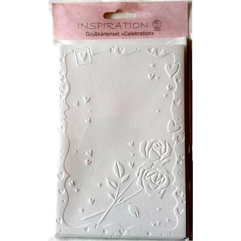 Cartes en relief + enveloppes roses blanches (5 pièces)