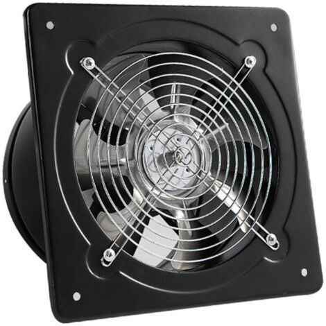 Ventilador de baño metálico de 100 mm, ventilador de pared de 50 W con compuerta trasera ventilada para cocina y garaje (negro)