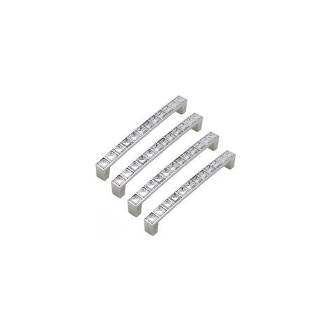 Set di 4 maniglie decorative a forma di U (foro centrale da 5 pollici) realizzate in cristallo diamantato e strass per armadi, cassetti, comò, ecc. - Crezuo