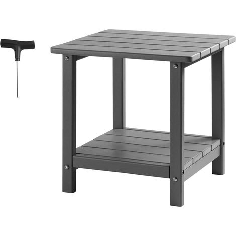 Mophorn Mesa auxiliar de HDPE para exteriores de 45 x 38 x 44 cm, diseño de dos niveles, resistente y versátil, ideal para jardín, terraza, piscina, playa, porche o interiores, en color gris. (1/5)