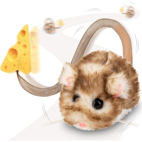 Jouet interactif pour Chat, Souris électrique roulante avec Queue Qui remue, capteur Intelligent, couinement, Jouet pour Chat avec Herbe à Chat, Rechargeable (1/5)