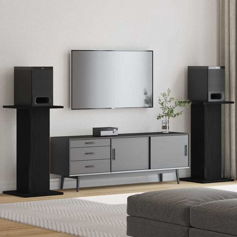Lautsprecherständer 2 pcs Schwarz Eichen-Optik 30 x 30 x 60 cm