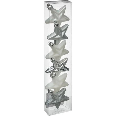 Weihnachtsbaumschmuck, Sterne aus Kunststoff, 6er-Set