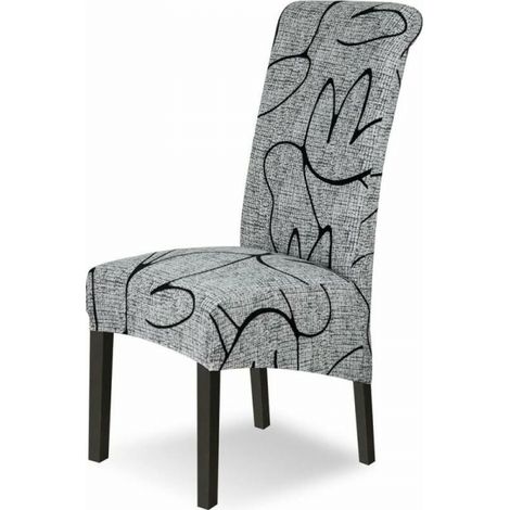 Housse de chaise rétractable 4 pièces Grande housse de chaise de salle à manger Grande housse de chaise amovible et lavable Convient pour la décoration de restaurants Hôtel Cuisine