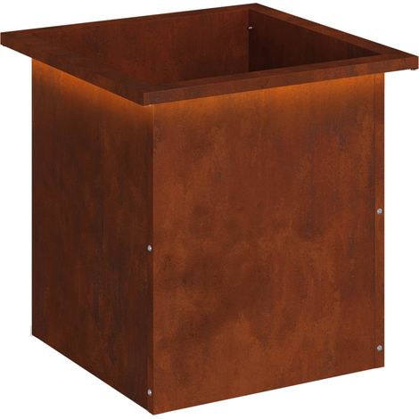 Garden Planter with LED Rusty 40 x 40 x 40 cm Weathering Steel vidaXL