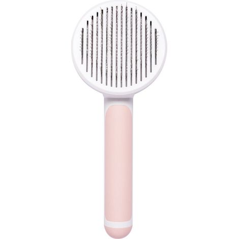 Brosse de massage rose pour chien et chat - Picots souples, stimule la circulation, réduit le stress (1/5)