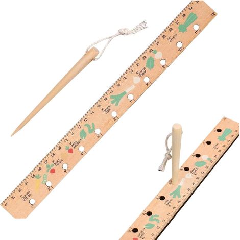 CCYKXA  Wooden Planting Ruler, Wooden Planting Ruler and Seed Drill Set, Folding Ruler for Planting Seeds, Plant Spacing Tool, Wooden Seed Drill Tool (1/5)