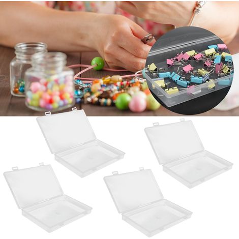 Boîte de rangement transparente en plastique avec couvercle à charnière, idéale pour les petits accessoires de loisirs créatifs, les fournitures de bureau et les pinces. Dimensions : 17,5 × 11 × 2,5 c (1/5)