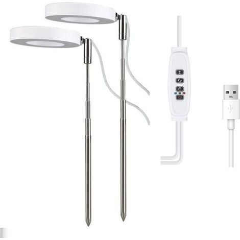 Höhenverstellbare LED-Pflanzenlampe mit Vollspektrum, ideal für kleine Pflanzen, mit 9 einstellbaren Helligkeitsstufen, 180°-Drehung und Ein-/Ausschalt-Timer (2 Leuchtenköpfe)