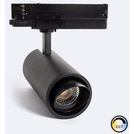 Faretto LED Fasano Nero 30W Cilindro Obliquo Regolabile CCT Selezionabile per Binario Trifase (2700K - 3200K - 4000K) Selezionabile
