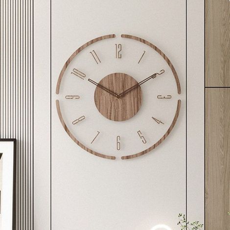 Dekorative Wanduhr, Vintage-Holz-Wohndekoration, runde Wanduhr, durchbrochenes Design, moderne Kunstuhr (1/5)