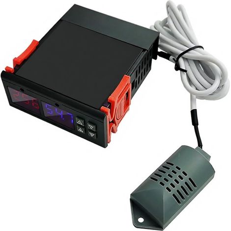 Controlador inteligente de temperatura y humedad STC-3028 con pantalla digital. Ideal para cría e incubación. Termostato e higrómetro ajustables. 110–220 V. (1/5)