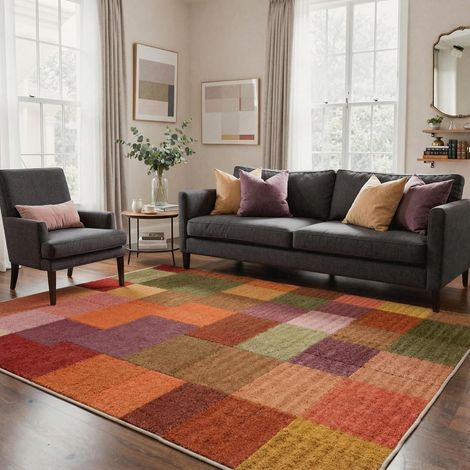 Tapis Salon Moderne, Lavable Antidérapant, 160x230 cm, Rouge Poil court doux, lavable en machine, antidérapant, idéal pour salon, chambre, bureau, cuisine, salle à manger, entrée (1/5)