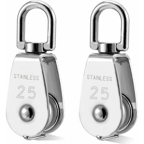 M25 Rullo singolo in acciaio inox 304, capacità di carico fino a 150 kg, 2 pezzi, colore argento (1/5)