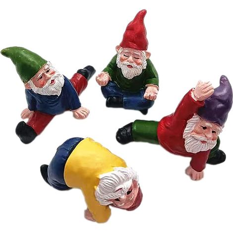 4-teiliges lustiges Gartenzwerg-Set, Gartendekorationen (1/5)