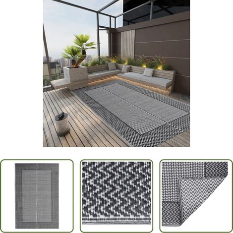 Terrassen Teppich -  Outdoor-Teppich ARAKIL Schwarz 140x200 cm PP (1/5)